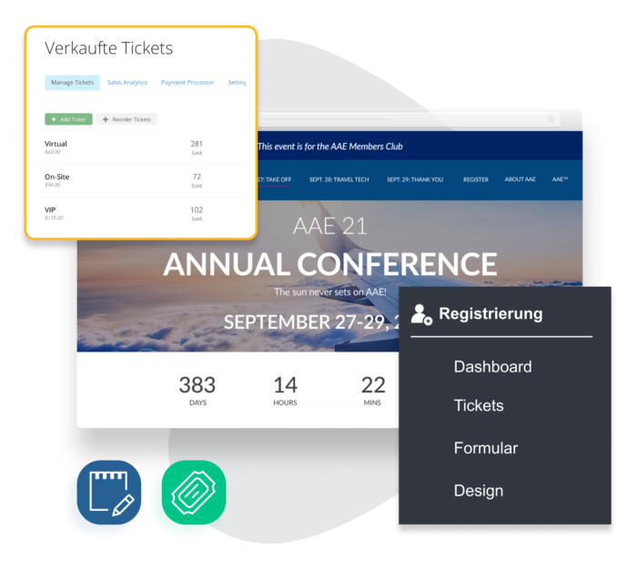 Eine Registrierungsseite für eine virtuelle Konferenz