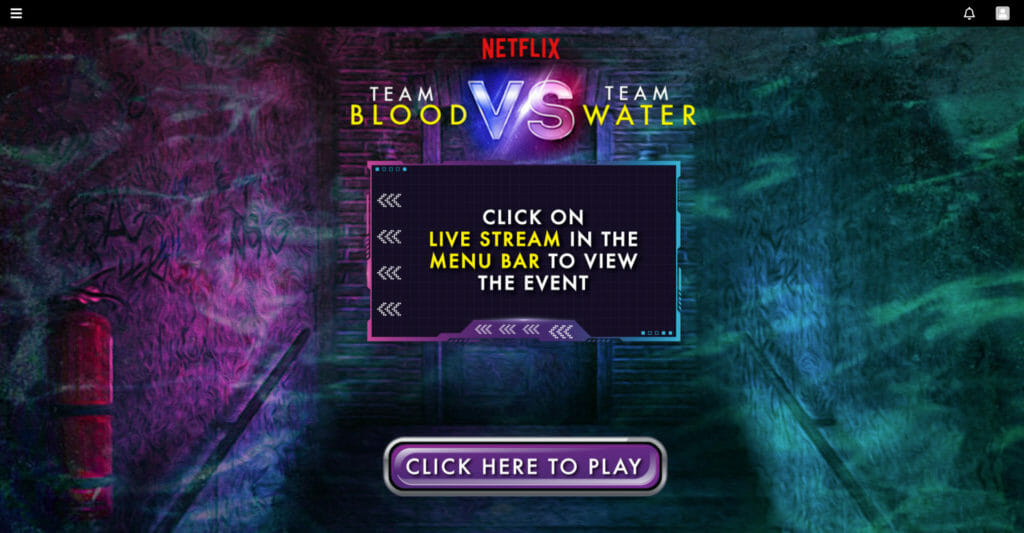 The home screen of Netflix South Africa's virtual event space