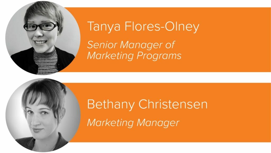 Professional headshots of Tanya Flores-Olney and Bethany Christensen