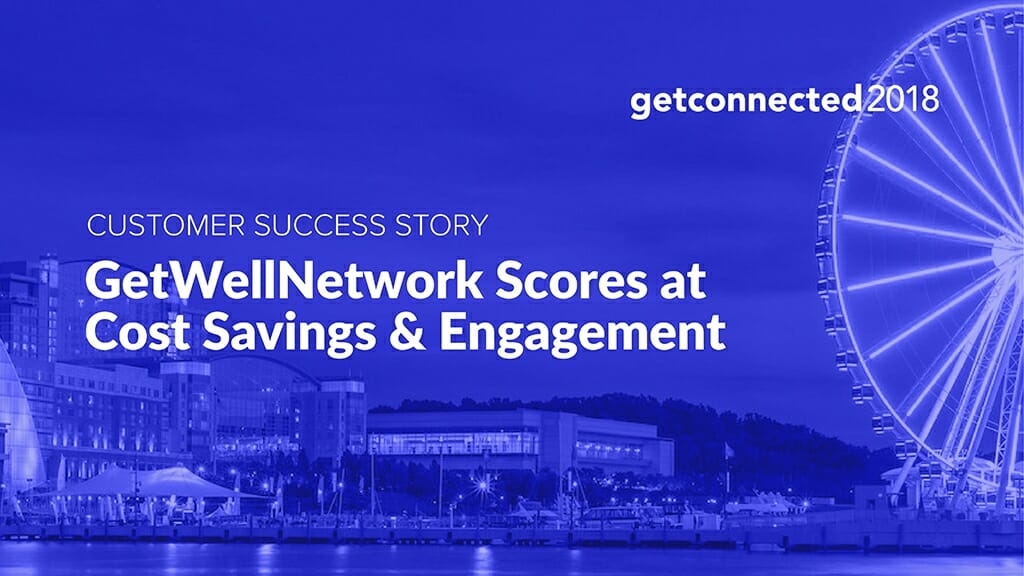 GetWellNetwork Customer Success Story banner, with the GetConnected Conference's event building and a giant ferris wheel in the background