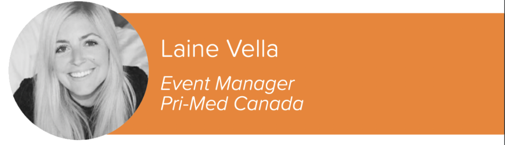 A professional headshot of Laine Vella, Pri-Med Canada's event manager. 