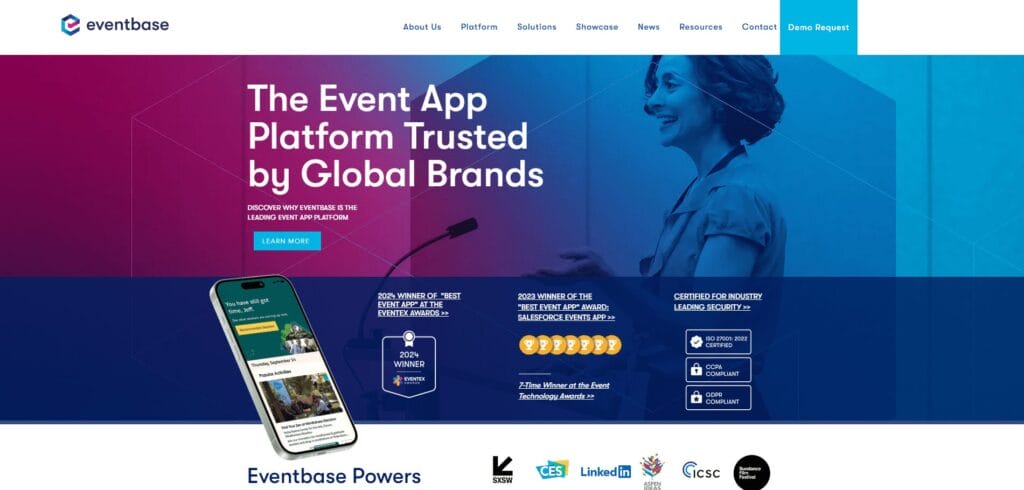 Eventbase’s homepage