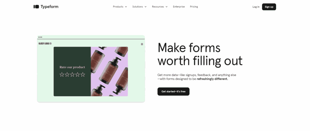 Typeform’s homepage