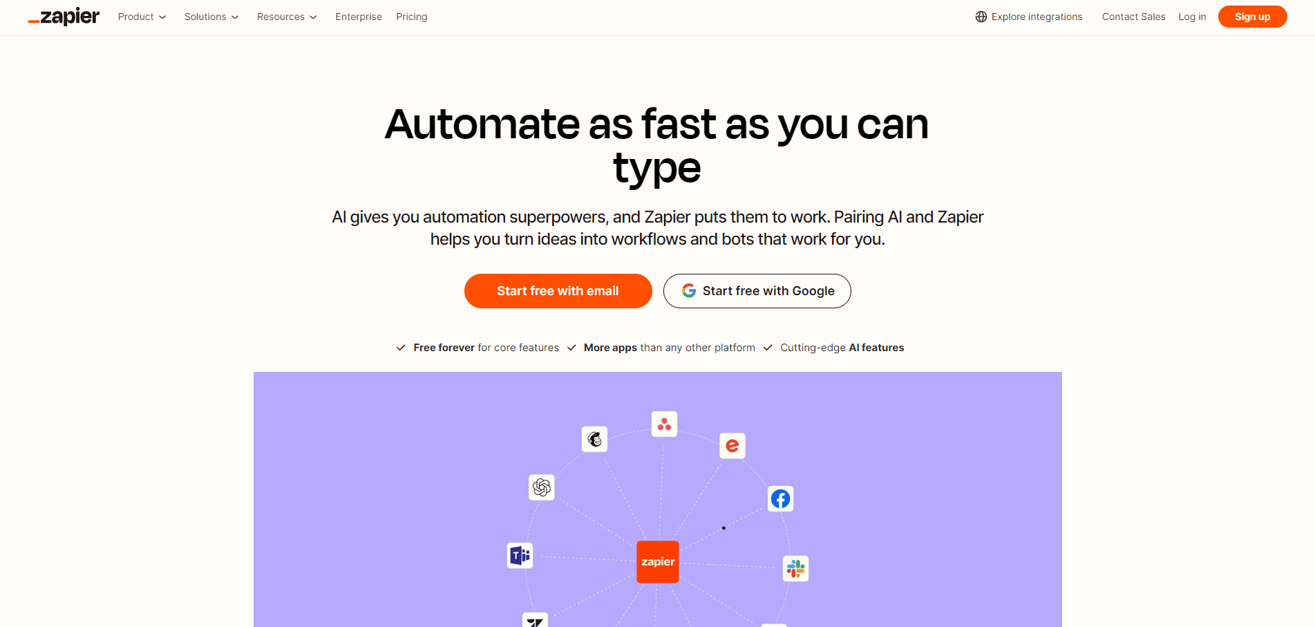 Zapier’s homepage