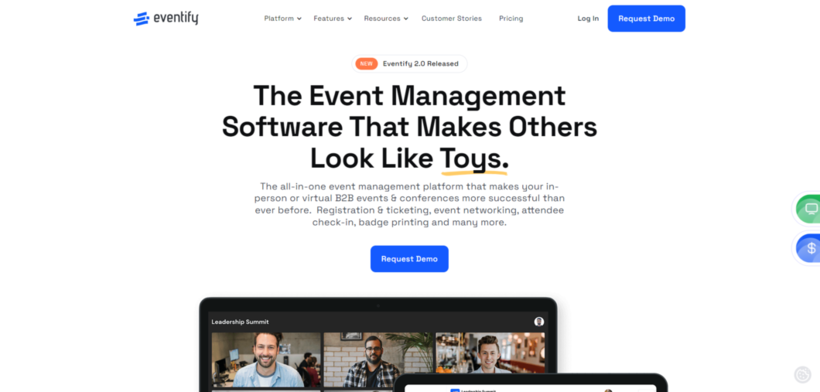 Eventify's homepage