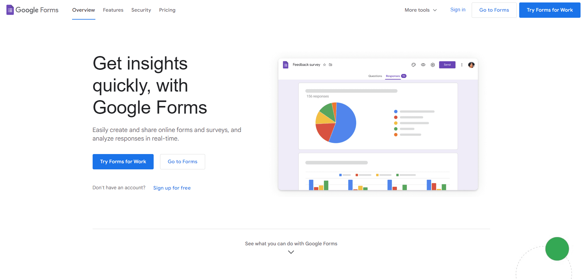 Google Forms' homepage