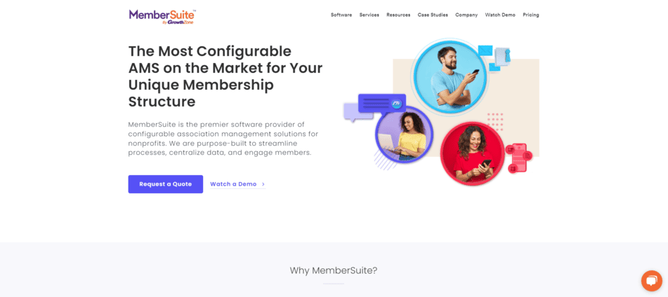 Screenshot of MemberSuite’s homepage