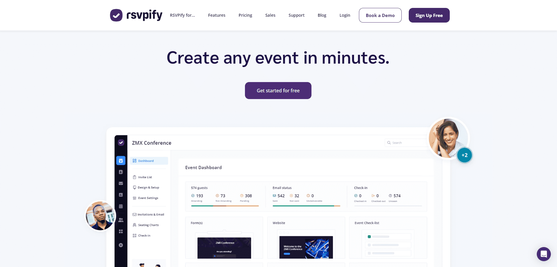 Screenshot of RSVPify’s homepage