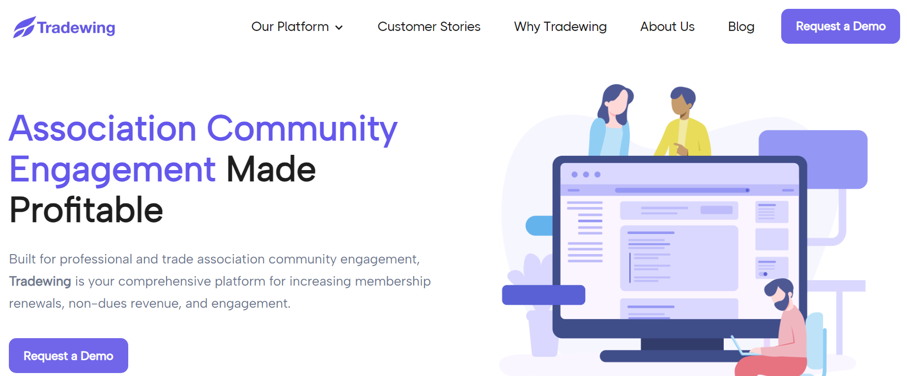 Screenshot of Tradewing’s homepage