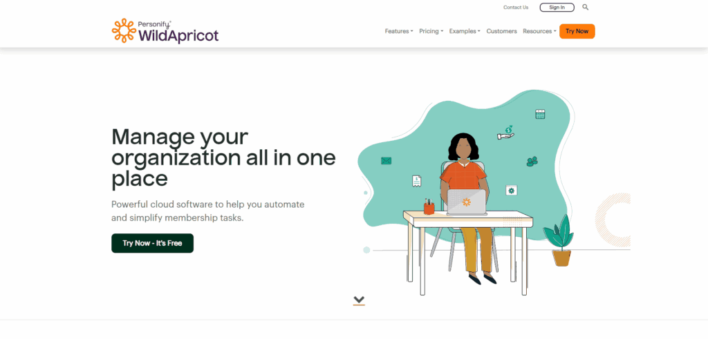 Screenshot of WildApricot’s homepage