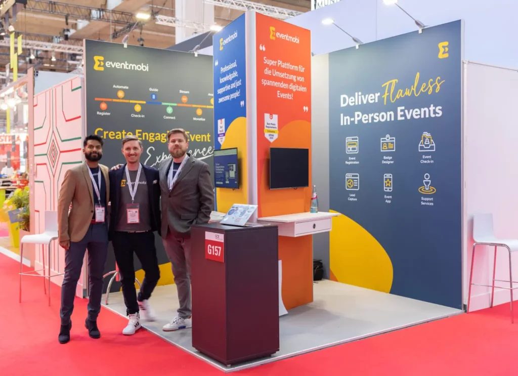 Das Team auf dem EventMobi-Messestand der IMEX Frankfurt 2023.