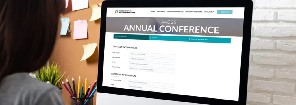 Event-Website mit Anmeldeformular für eine Jahreskonferenz.