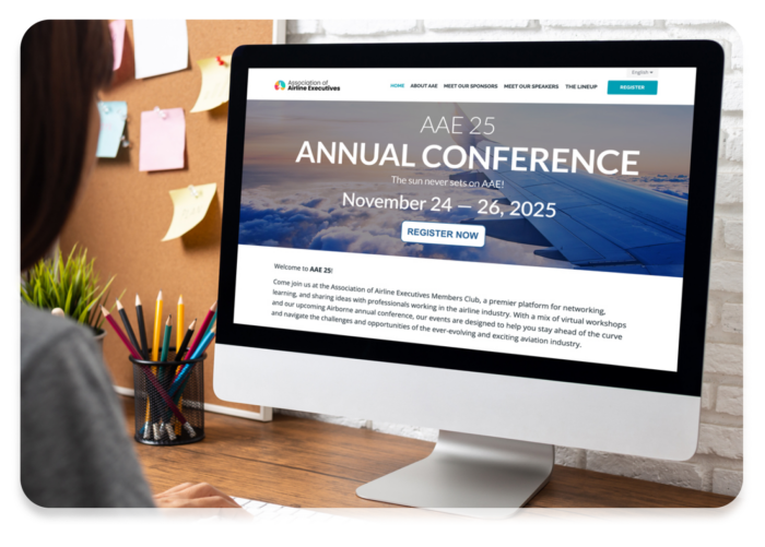 An event website created using EventMobi’s event management software for partners.